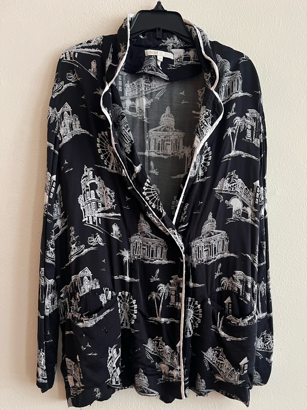 Maje Women’s Black & White Printed Lightweight Jacket size 3